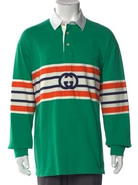 Gucci Interlocking G Logo Rugby Polo Shirt Alessandro Michele XL Rare